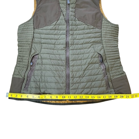 EDDIE BAUER Olive Green Brown StormDown 700 Quilted Vest Size Large Petite - Picture 10 of 16